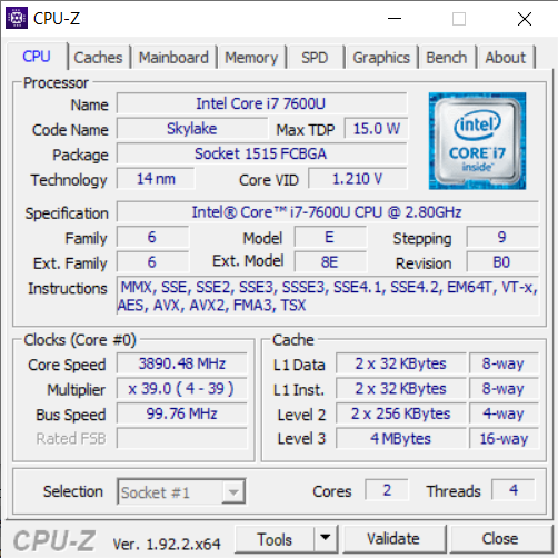 CPU-Z множитель и частота